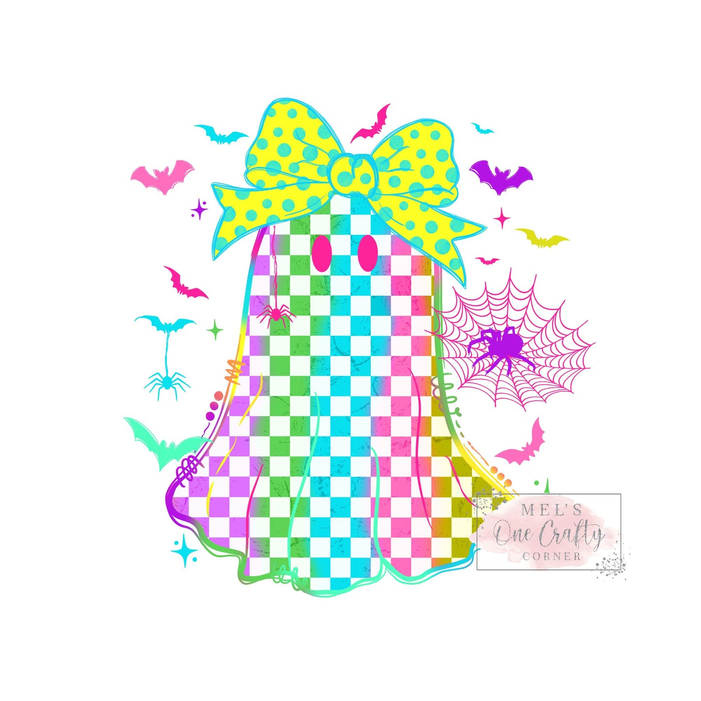Checkered Neon Ghost - DTF Transfer