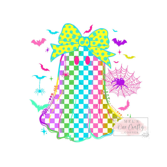 Checkered Neon Ghost - DTF Transfer