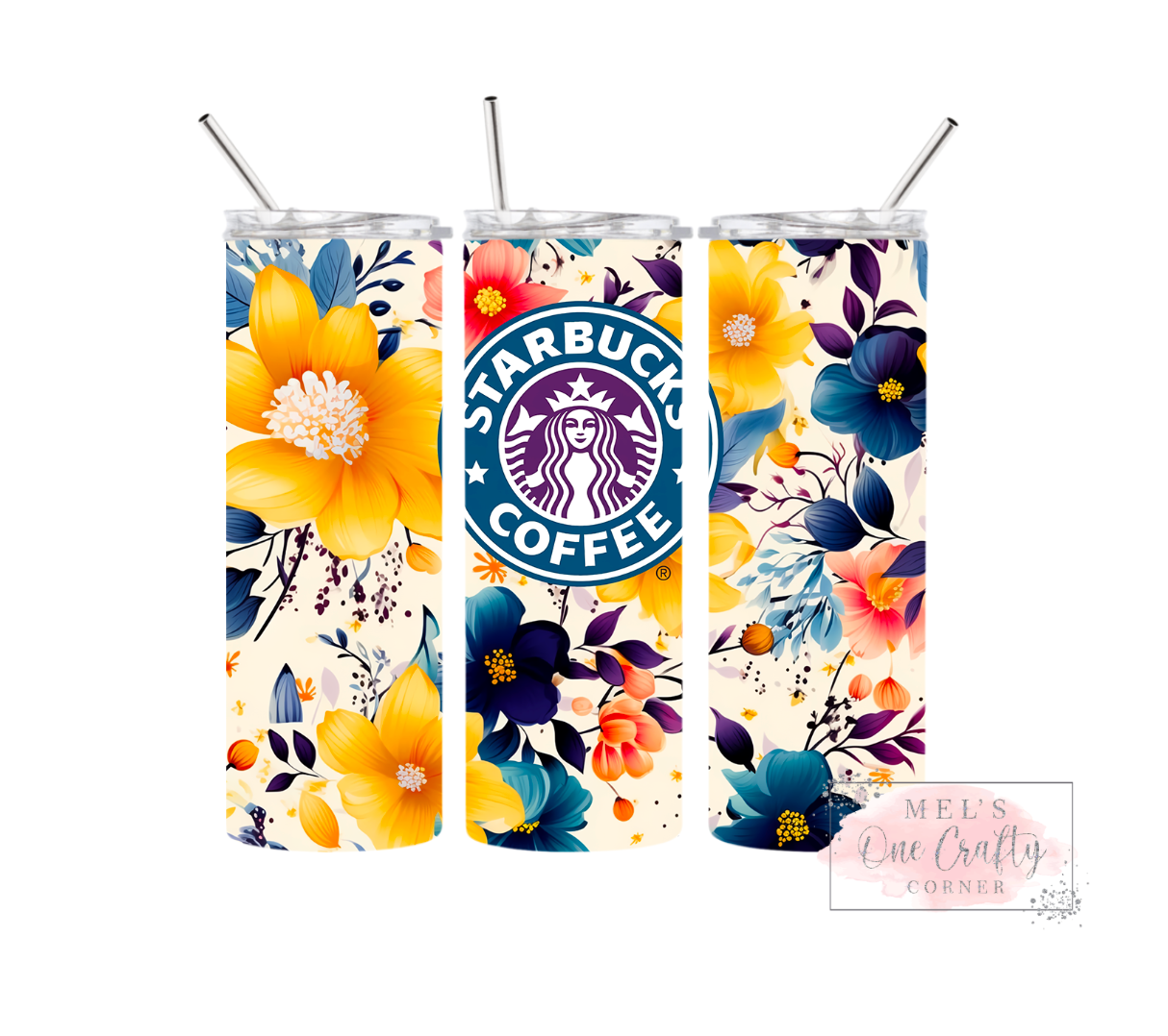 Sublimation Print Tumbler Wrap - Floral Coffee