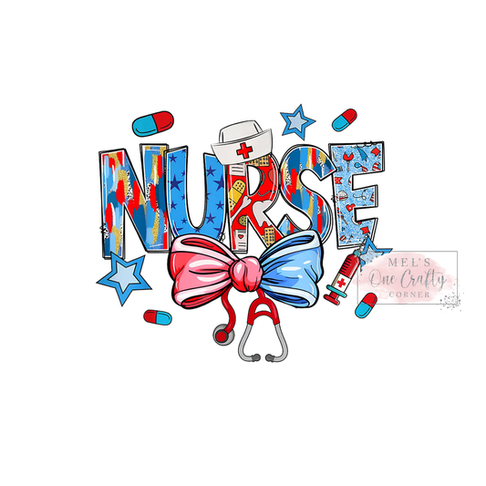4th of July Preppy Nurse - DTF Transfer