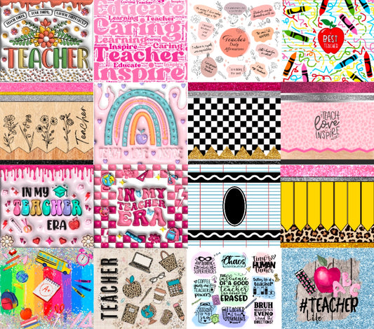 Sublimation Prints Tumbler Wraps - Teacher’s Bundle (16 designs)