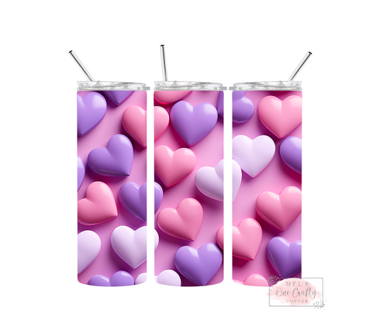 Sublimation Print Tumbler Wrap - Scattered Hearts