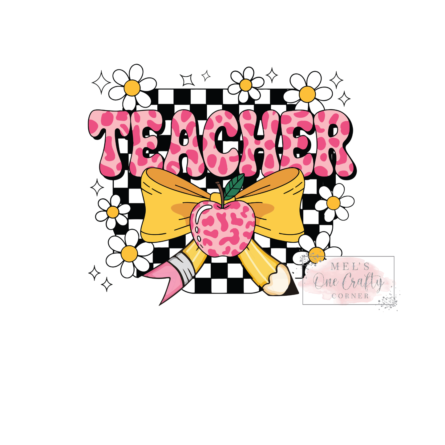 Checkered Teacher Pencil - DTF Transfer