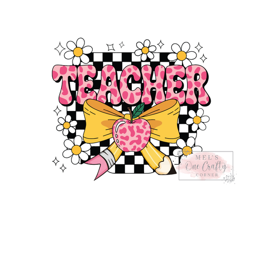 Checkered Teacher Pencil - DTF Transfer