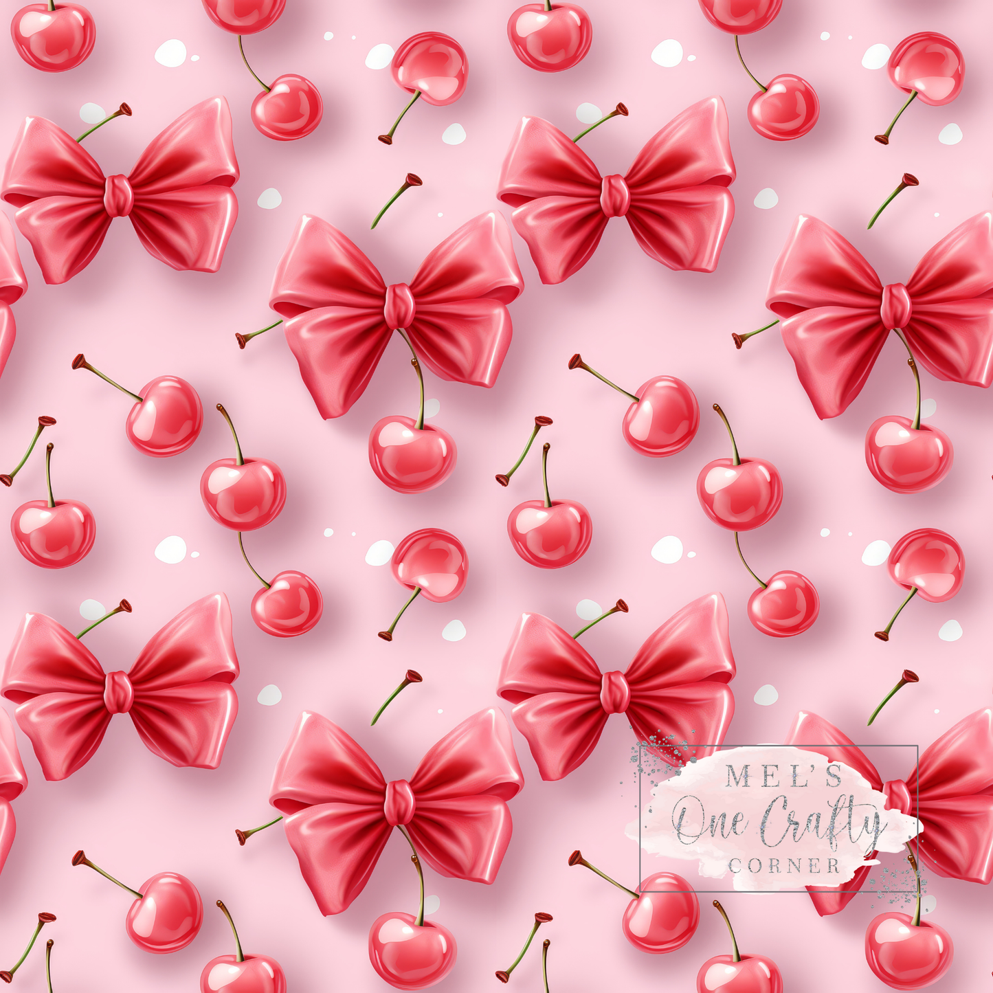 12x12 Vinyl Sheet - Pink Cherry Bows