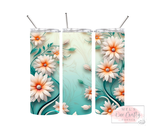 Sublimation Print Tumbler Wrap - Teal Floral