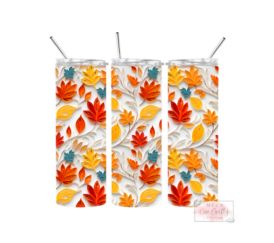 Sublimation Print Tumbler Wrap - Fall Paper Leaves