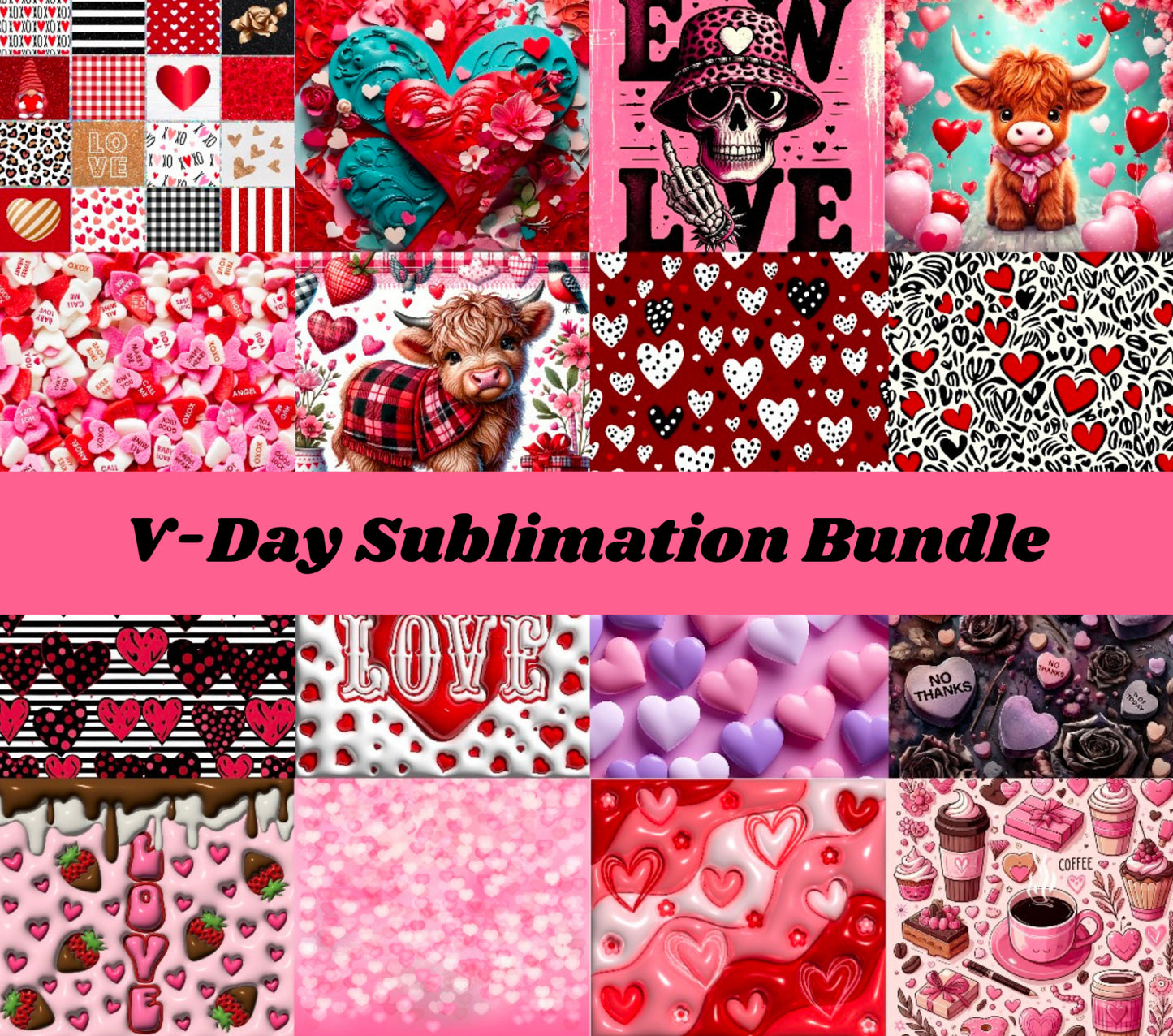 Sublimation Print Tumbler Wrap - V-Day Sublimation Bundle