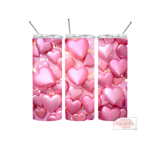 Sublimation Print Tumbler Wrap - Pink Foil Hearts