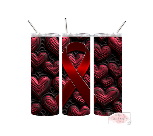 Sublimation Print Tumbler Wrap - Heart Cancer Ribbon