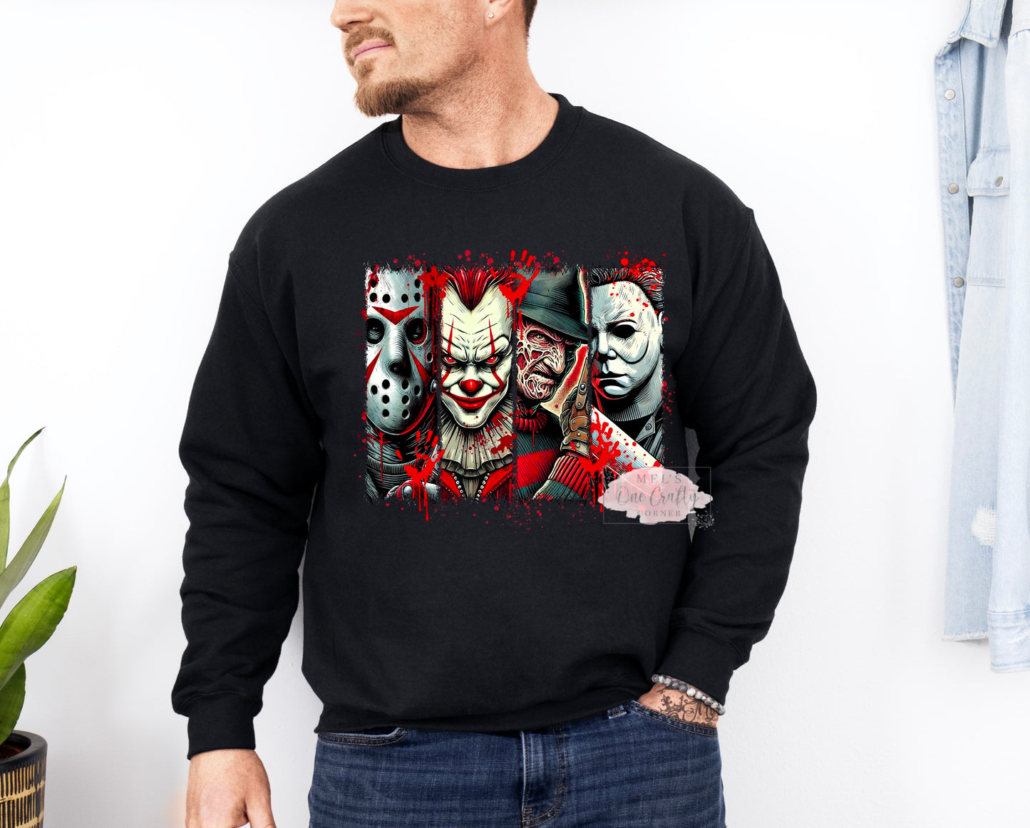 Unisex Halloween Mask Crew Neck Sweater