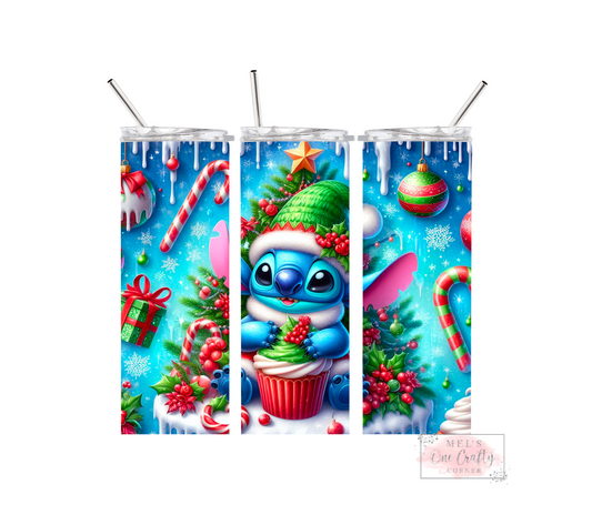 Sublimation Print Tumbler - Blue Christmas