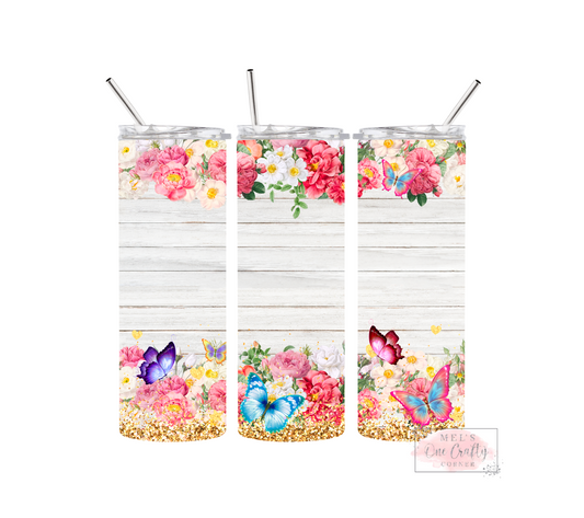 Sublimation Print Tumbler Wrap - Floral Wood