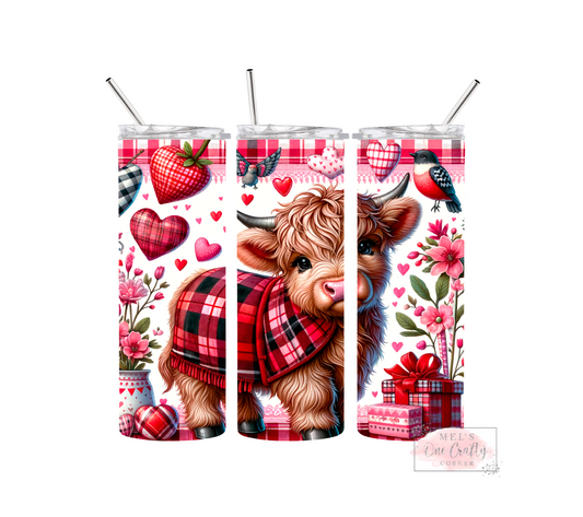 Sublimation Print Tumbler Wrap - V-Day Cow