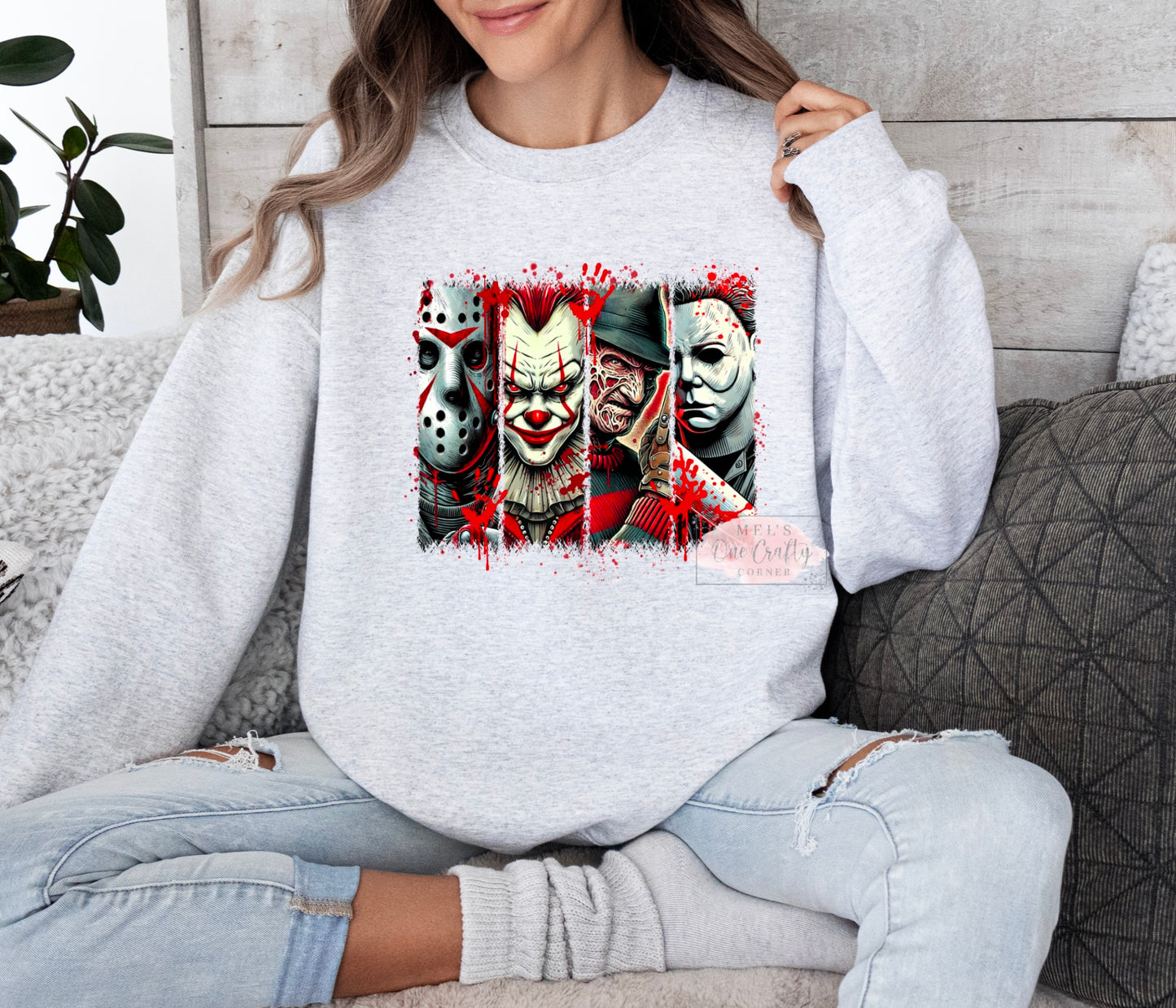 Unisex Halloween Mask Crew Neck Sweater