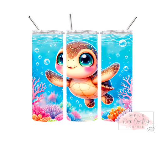 Sublimation Print Tumbler - Cute Sea Turtle