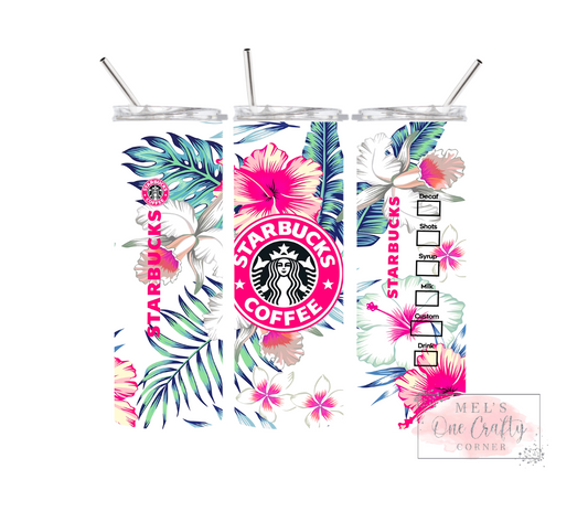 Sublimation Print Tumbler Wrap - Pink Coffee