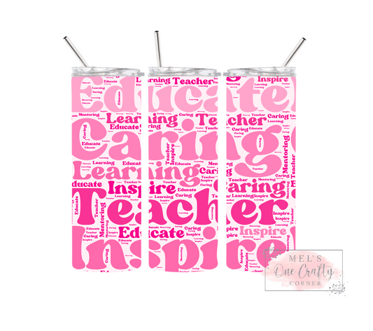 Sublimation Print Tumbler Wrap - Pink Teacher