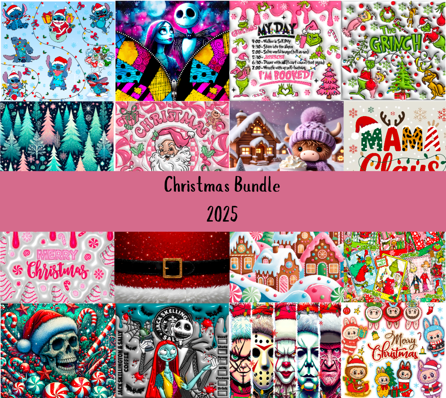 Sublimation Prints Tumbler Wraps - Christmas 2025 Bundle (16 designs)