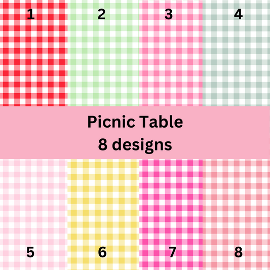 12x12 Vinyl Sheet - Picnic Table Print (8 colors)