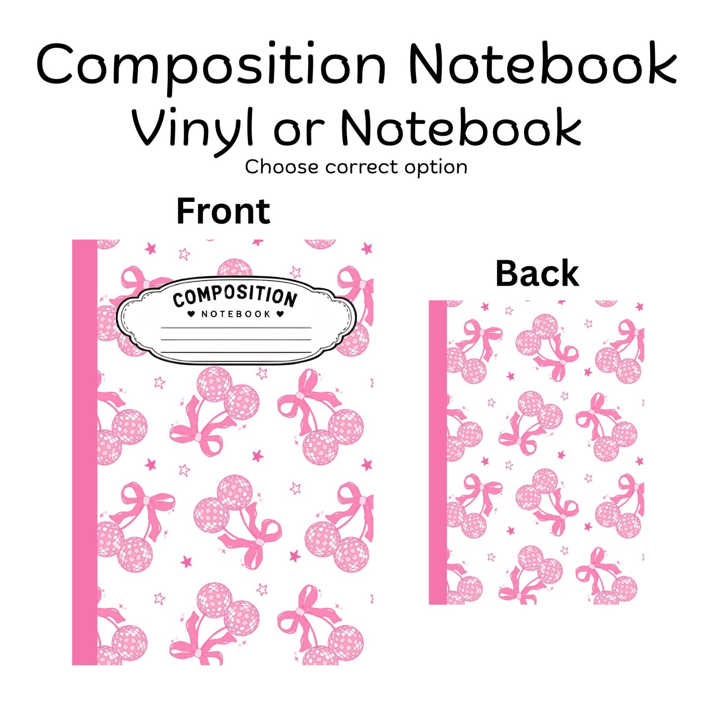 COMPOSITION VINYL OR NOTEBOOK - COQUETTE CHERRY DISCO