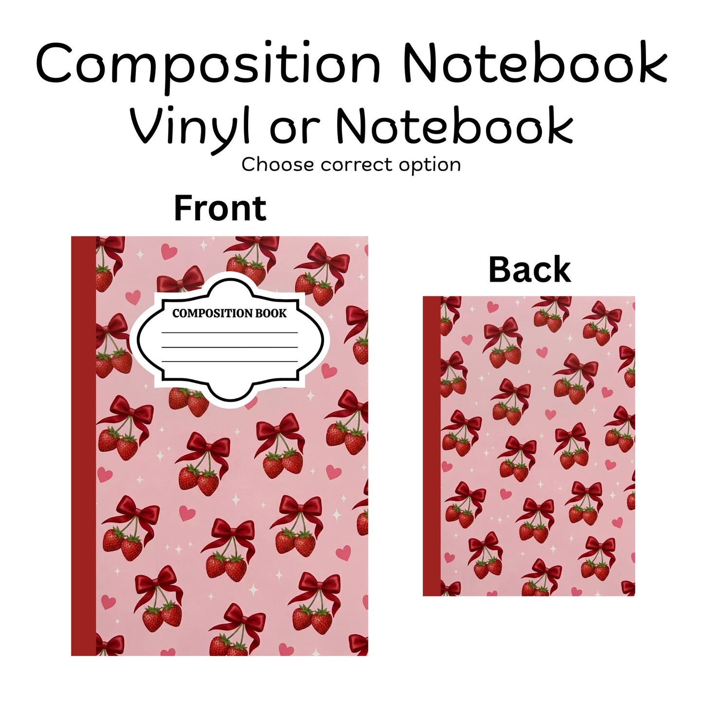 COMPOSITION VINYL OR NOTEBOOK - COQUETTE STRAWBERRIES