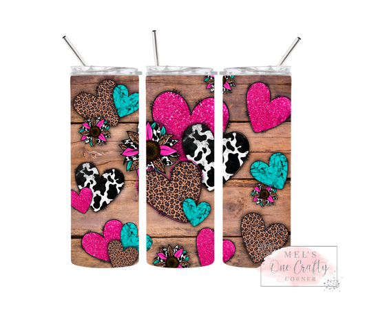 Sublimation Print Tumbler Wrap - Cow Hearts