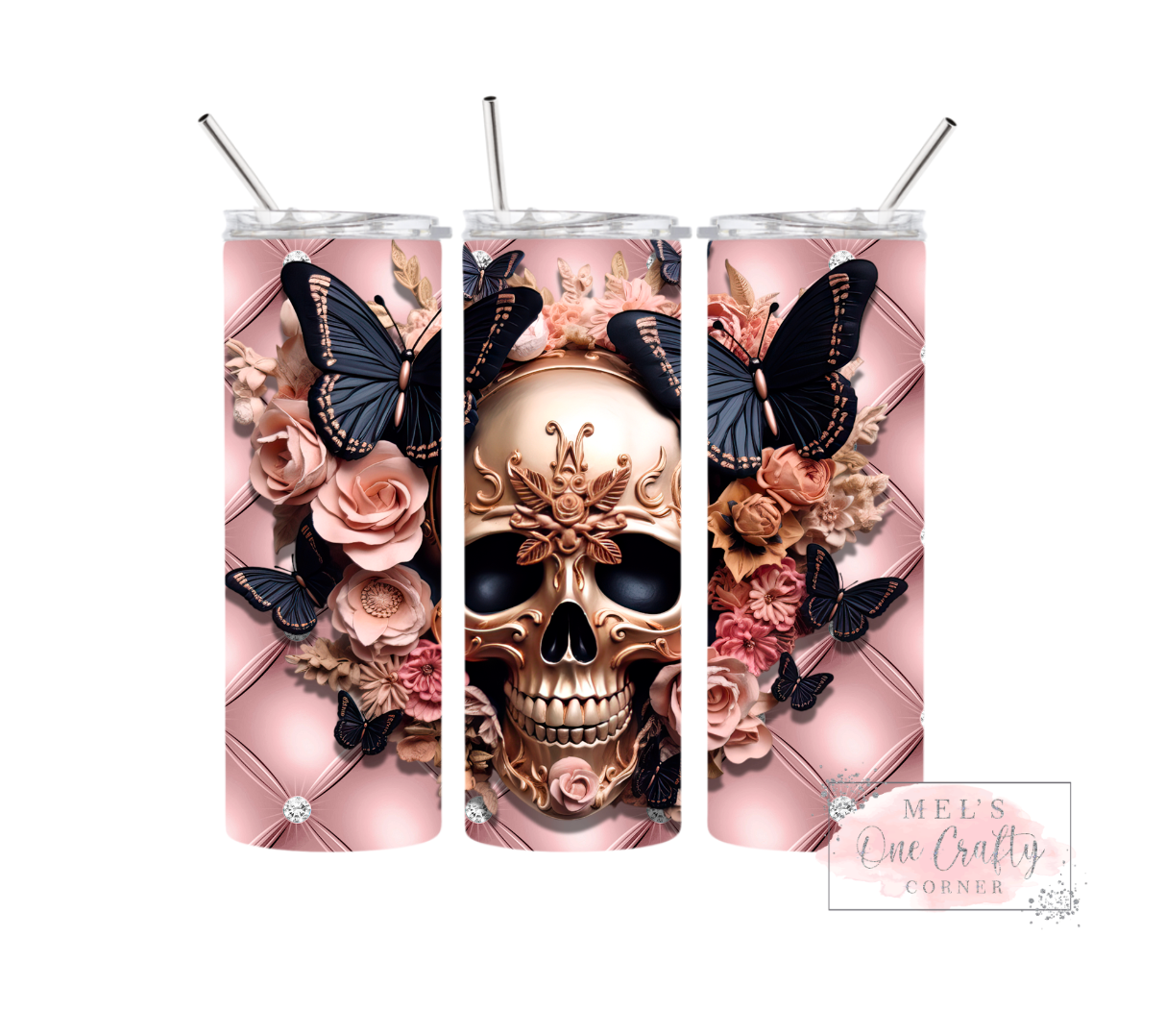 Rose Gold Skull Tumbler