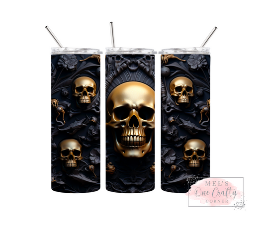 Sublimation Print Tumbler - Gold Skull