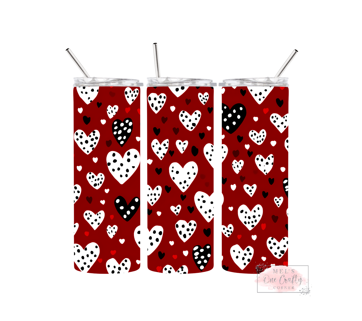 Sublimation Print Tumbler Wrap - Polka-dot Hearts