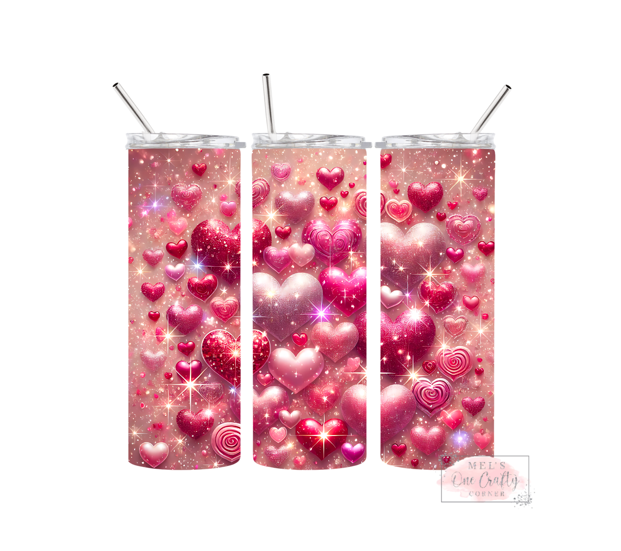 Sublimation Print Tumbler Wrap - Shimmer Hearts