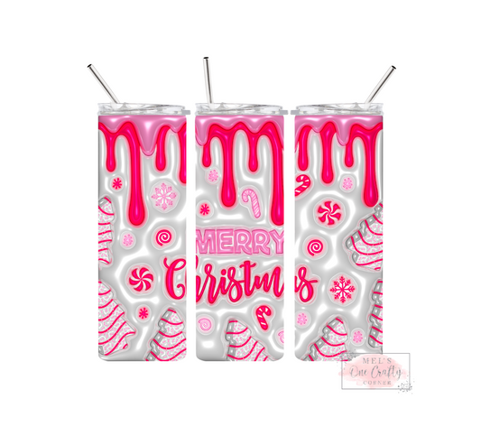 Sublimation Print Tumbler - Pink Merry Christmas