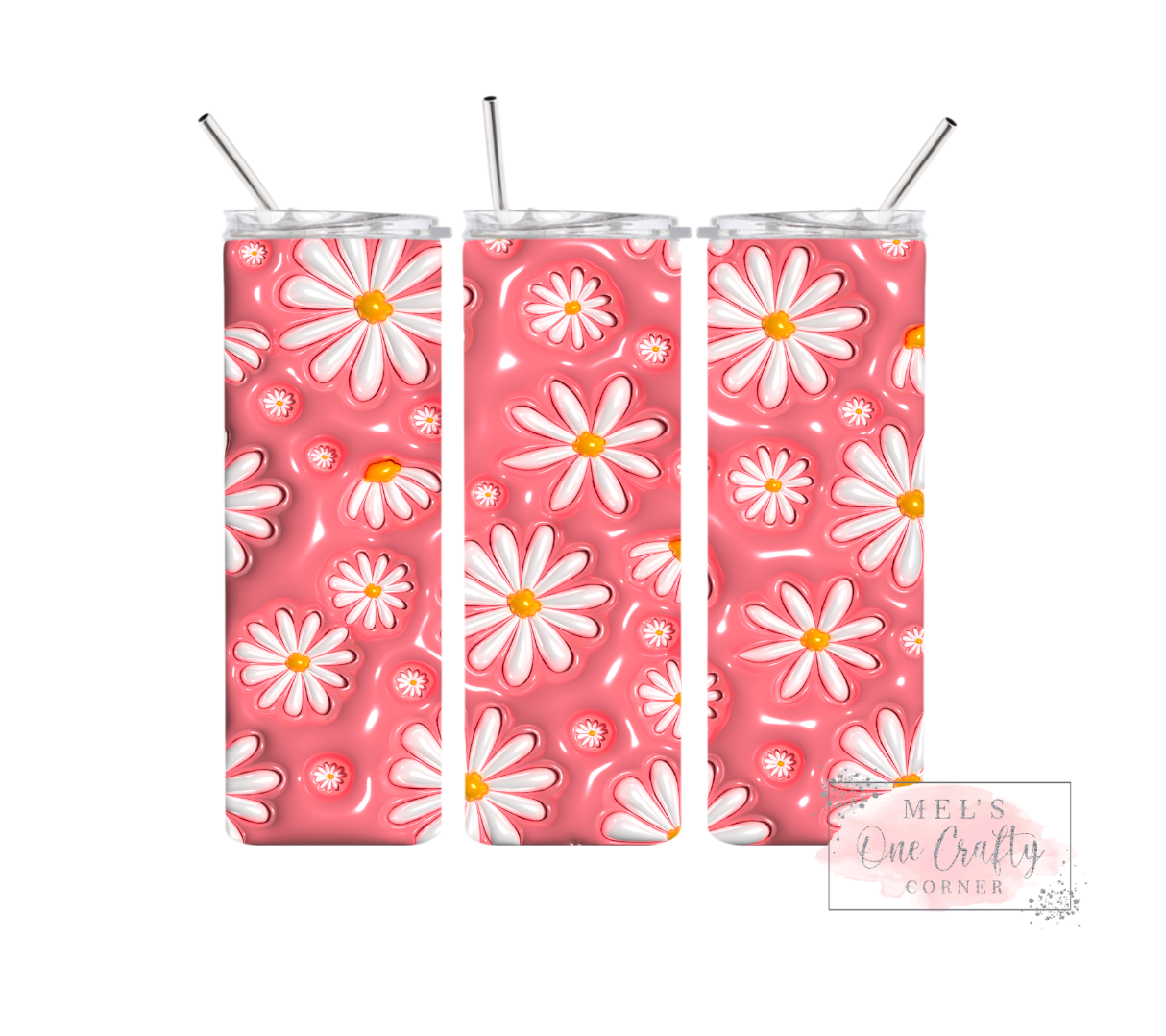 Sublimation Print Tumbler - Inflated Pink Daisy