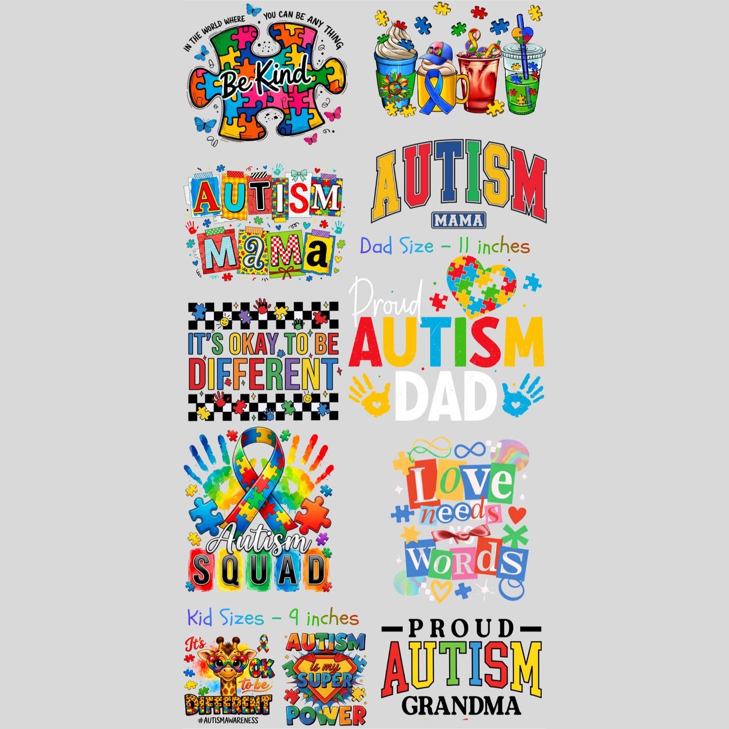 Autism Bundle (11 images) - DTF Transfer