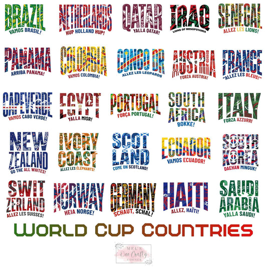 World Cup Countries (50 options) - DTF Transfer