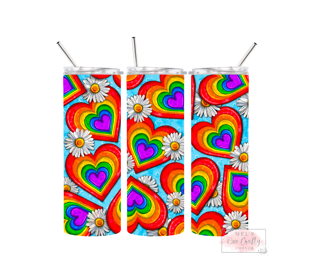 Sublimation Print Tumbler Wrap - Pride Hearts