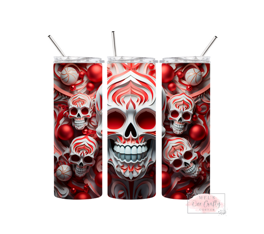 Sublimation Print Tumbler Wrap - Candy Cane Skull