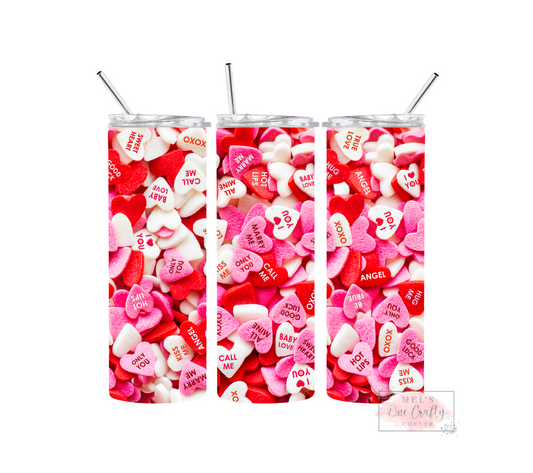 Sublimation Print Tumbler Wrap - Conversation Candy Hearts