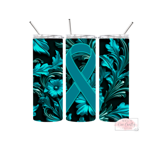 Sublimation Print Tumbler Wrap - Ovarian Cancer Ribbon