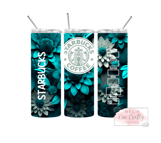 Sublimation Print Tumbler Wrap - Teal Coffee