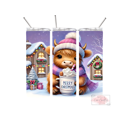 Sublimation Print Tumbler - Christmas Moo