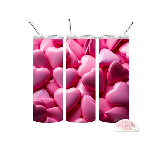 Sublimation Print Tumbler Wrap - Hot Pink Hearts