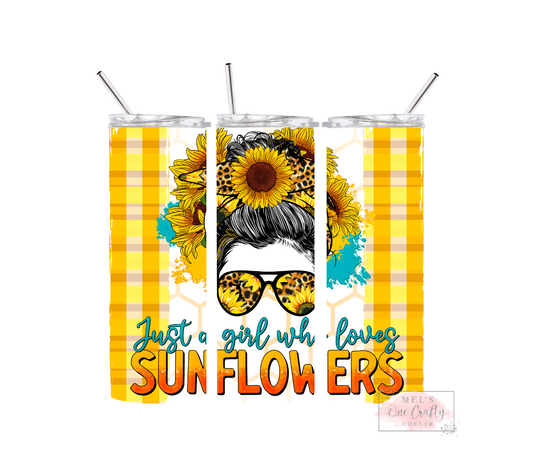 Sublimation Print Tumbler - Girl Who Loves Sunflowers