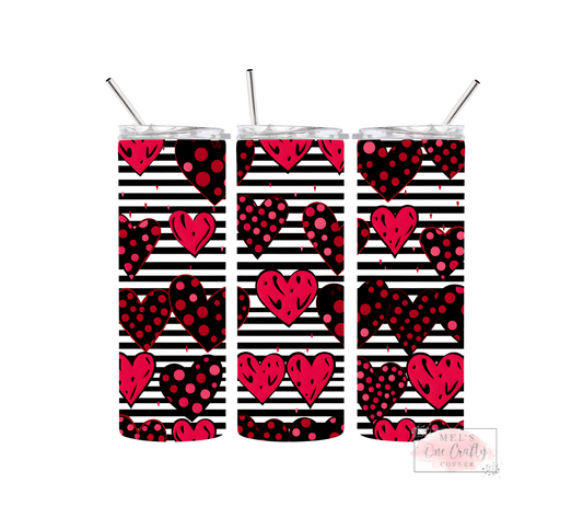 Sublimation Print Tumbler Wrap - Heart Stripes