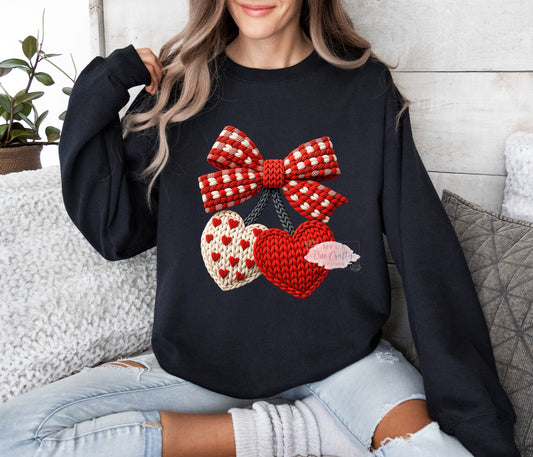 Coquette Hearts Crew Neck Sweater