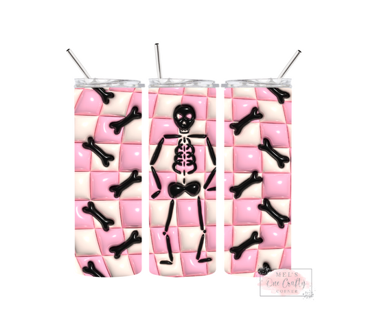 Sublimation Print Tumbler - Pink Skeleton