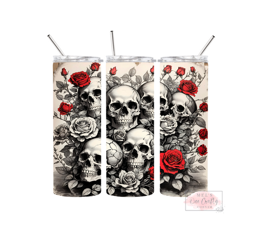 Sublimation Print Tumbler - Skull & Roses