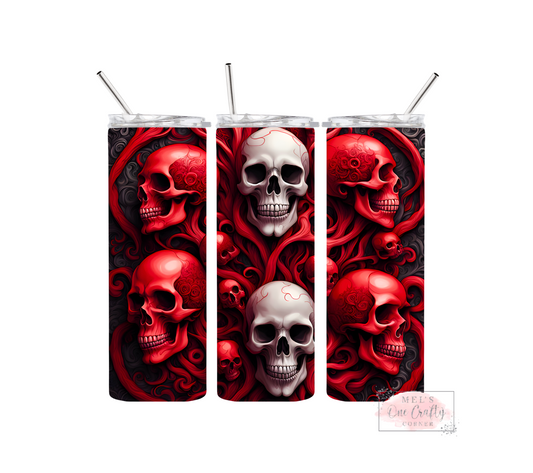 Sublimation Print Tumbler - Red Skulls