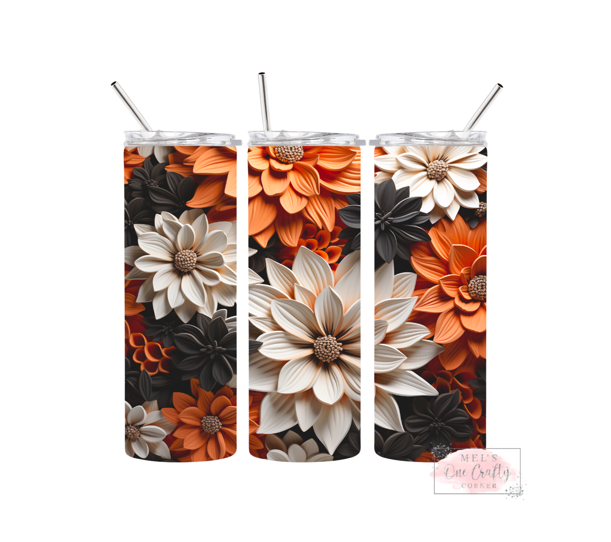 Orange Floral Tumbler