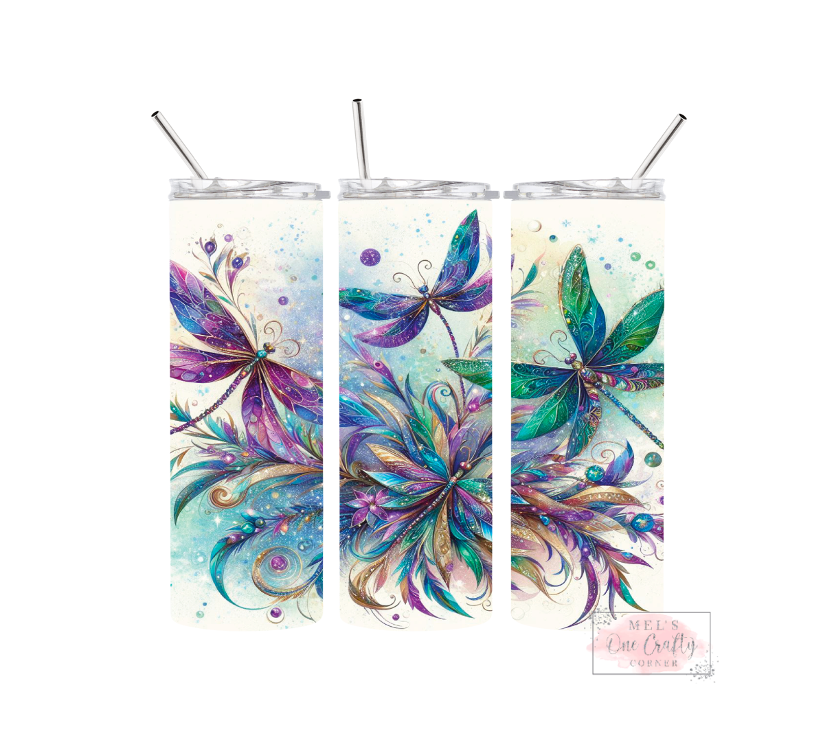 Sublimation Print Tumbler Wrap - Colorful Dragonflies